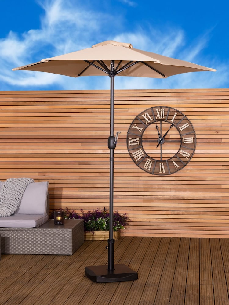 Charles Bentley Beige 2m Garden Patio Market Umbrella - Image 1 of 3
