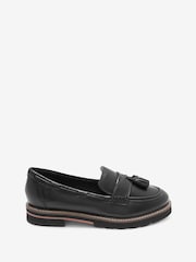 Black Forever Comfort® Leather Tassel Chunky Loafer Shoes - Image 2 of 5