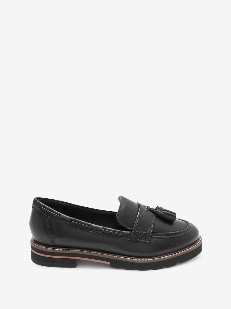 Black Forever Comfort® Leather Tassel Chunky Loafer Shoes - Image 2 of 5