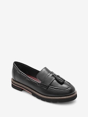 Black Forever Comfort® Leather Tassel Chunky Loafer Shoes - Image 3 of 5