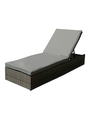 Charles Bentley Grey Garden Rattan Sun Lounger - Image 1 of 4