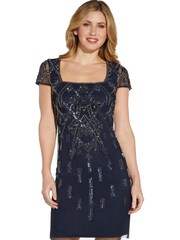Adrianna Papell Blue Beaded Cap Sleeve Dress - Image 1 of 6