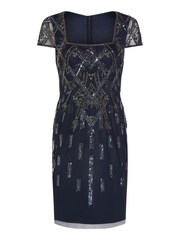 Adrianna Papell Blue Beaded Cap Sleeve Dress - Image 5 of 6