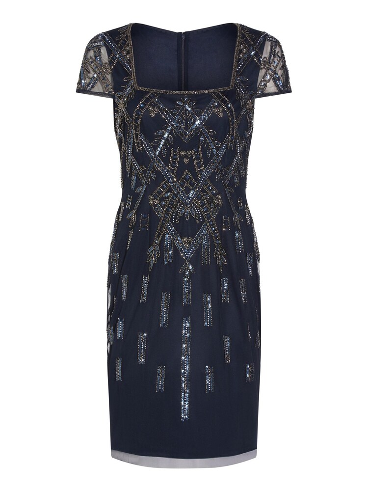 Adrianna Papell Blue Beaded Cap Sleeve Dress - Image 5 of 6