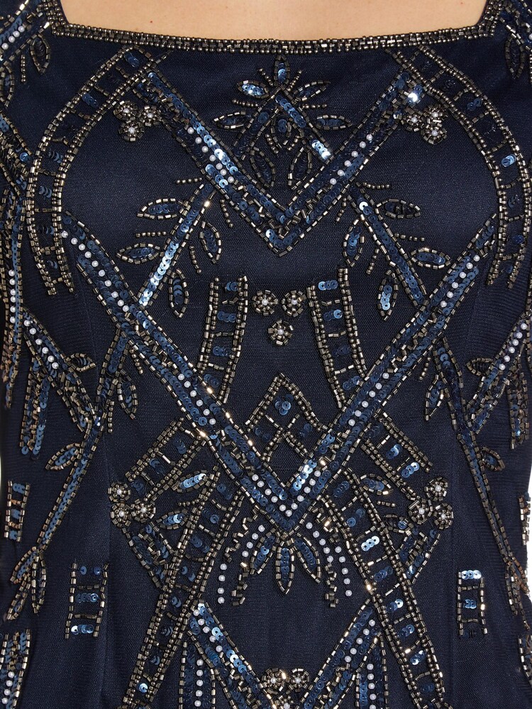 Adrianna Papell Blue Beaded Cap Sleeve Dress - Image 6 of 6
