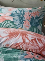 furn. Green Medinilla Tropical Reversible Duvet Cover And Pillowcase Set - Image 4 of 4