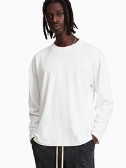 AllSaints White 100% Cotton Long Sleeve Kyan Crew T-Shirt - Image 1 of 5