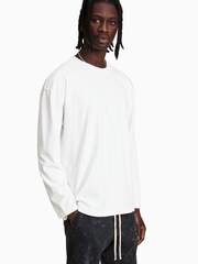 AllSaints White 100% Cotton Long Sleeve Kyan Crew T-Shirt - Image 3 of 5