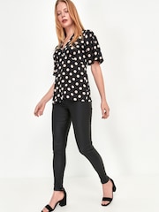 M&Co Black Polka Dot Satin Top - Image 2 of 4