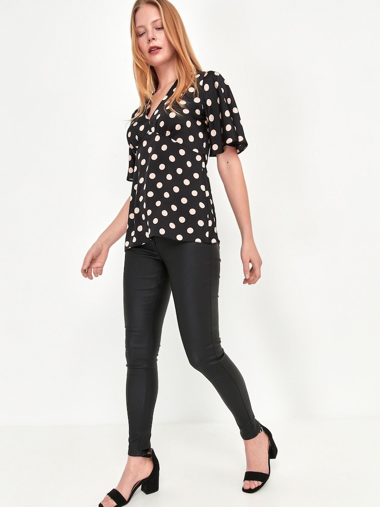 M&Co Black Polka Dot Satin Top - Image 2 of 4