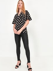 M&Co Black Polka Dot Satin Top - Image 3 of 4