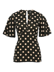 M&Co Black Polka Dot Satin Top - Image 4 of 4