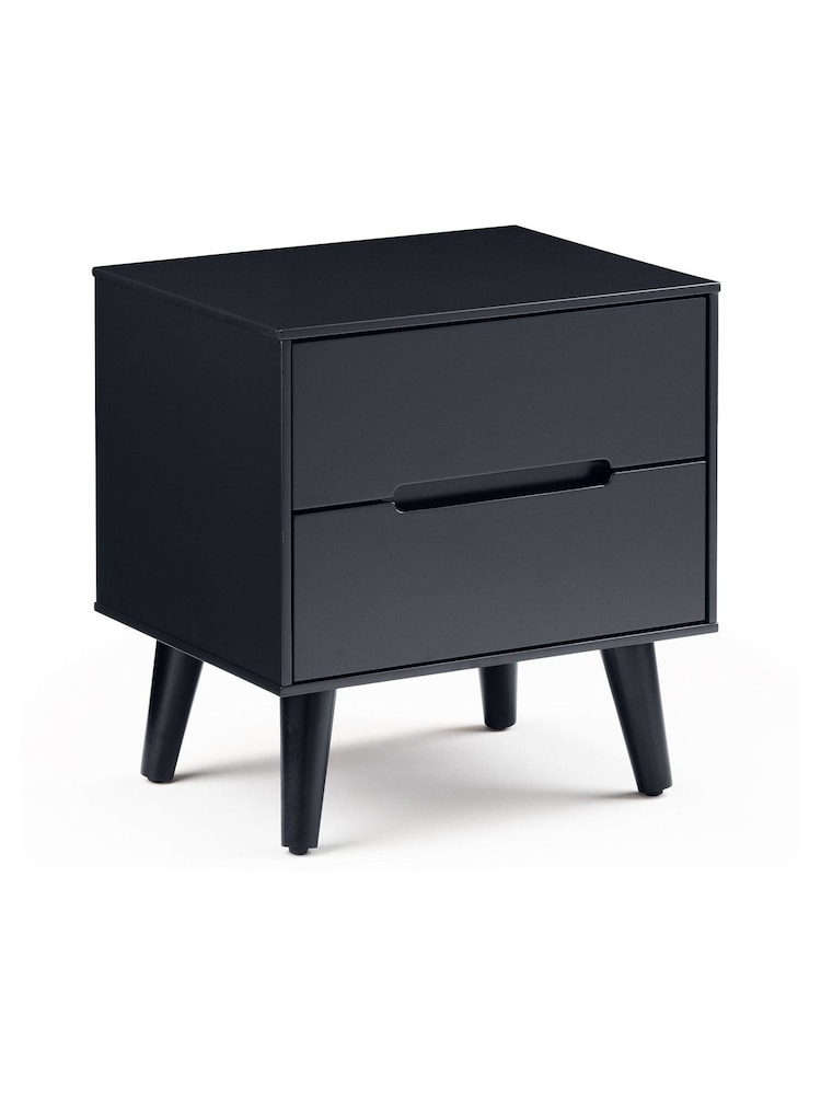 Julian Bowen Anthracite Black Alicia 2 Drawer Bedside Table - Image 1 of 3