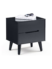 Julian Bowen Anthracite Black Alicia 2 Drawer Bedside Table - Image 2 of 3
