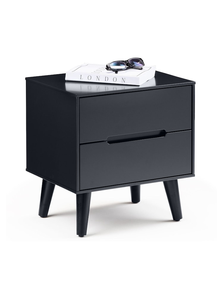 Julian Bowen Anthracite Black Alicia 2 Drawer Bedside Table - Image 2 of 3