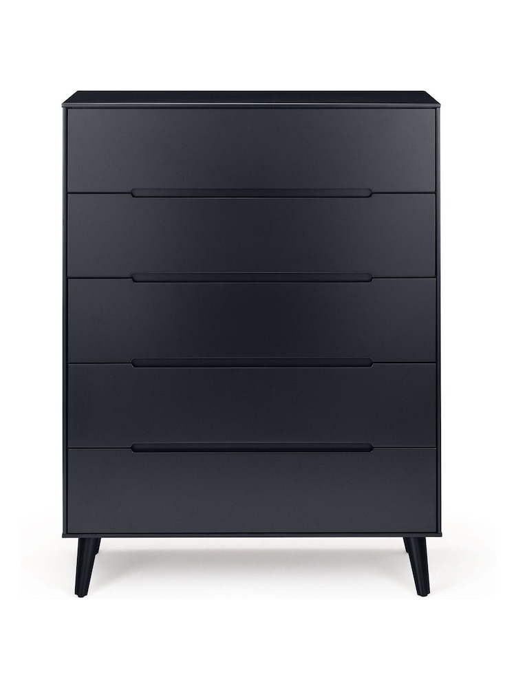 Julian Bowen Anthracite Black Alicia 5 Drawer Chest - Image 1 of 4
