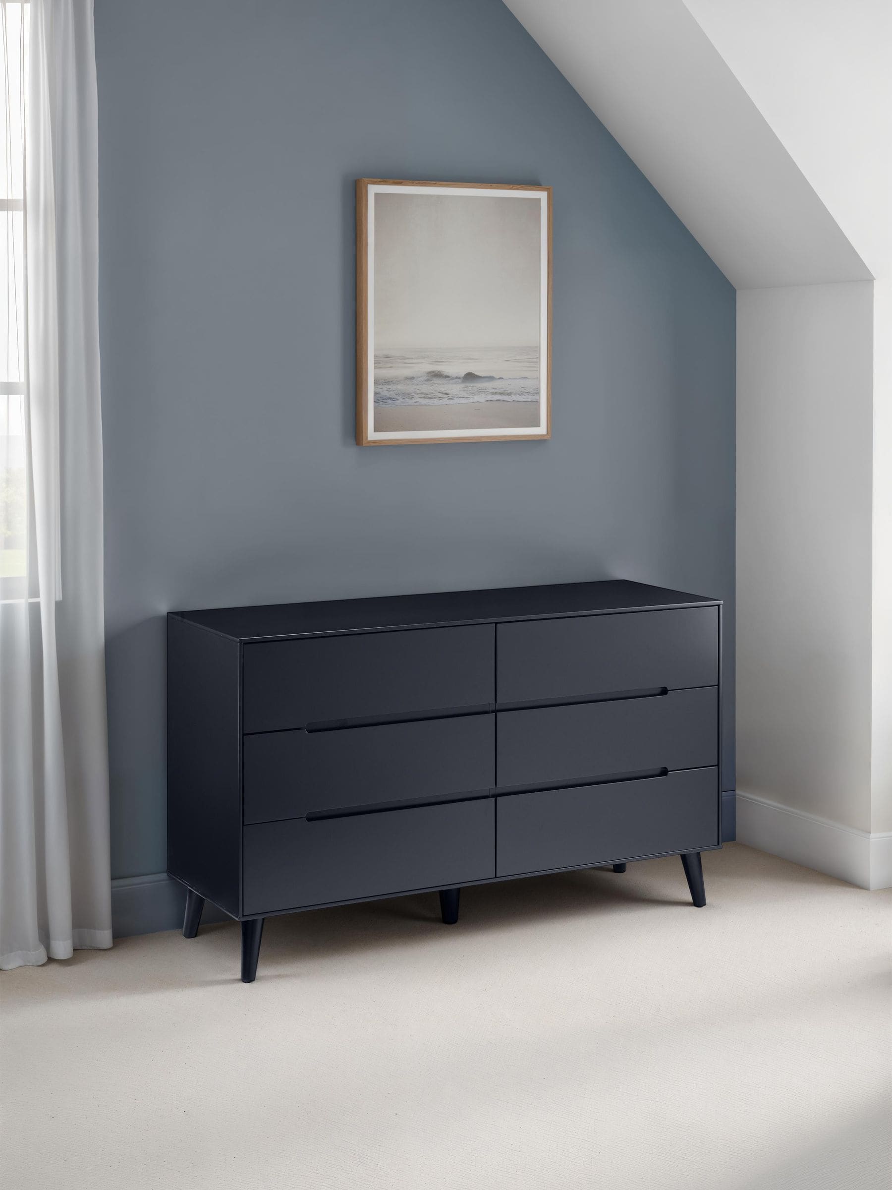 Julian Bowen Unisex Anthracite Black Alicia 6 Drawer Wide Chest - Image 1