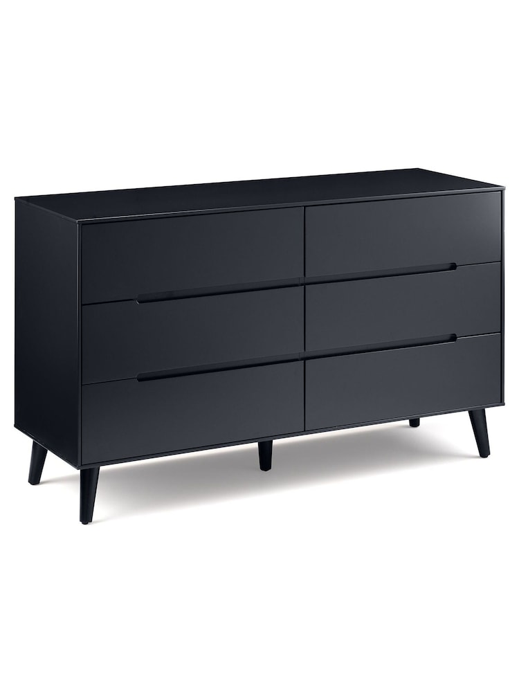 Julian Bowen Anthracite Black Alicia 6 Drawer Wide Chest - Image 1 of 4