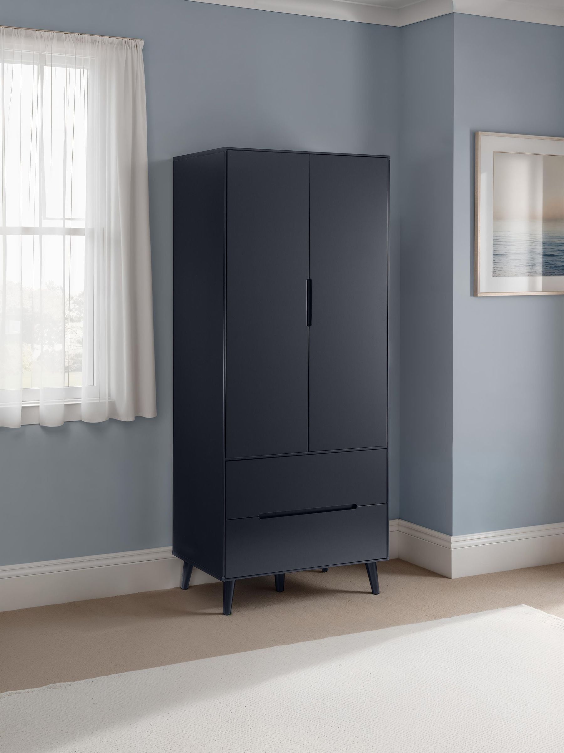 Julian Bowen Unisex Black Alicia Door Drawer Wardrobe In Size 2 - Image 5