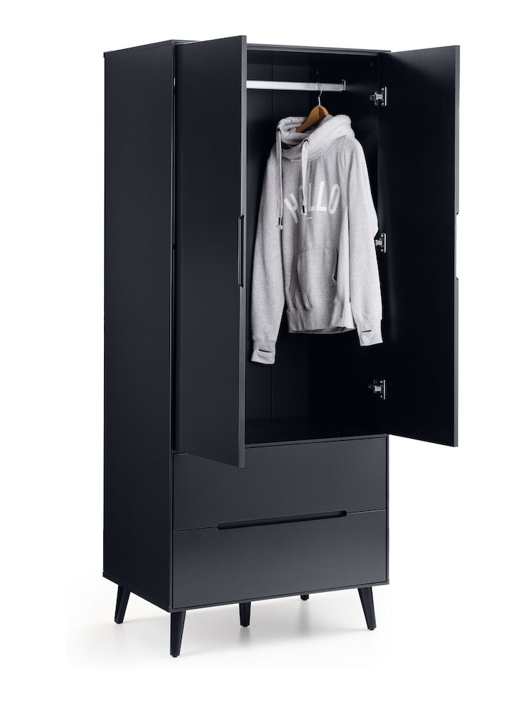 Julian Bowen Anthracite Black Alicia Double 2 Drawer Wardrobe - Image 3 of 3