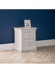 Julian Bowen Grey Clermont 2 Drawer Bedside Table - Image 1 of 2