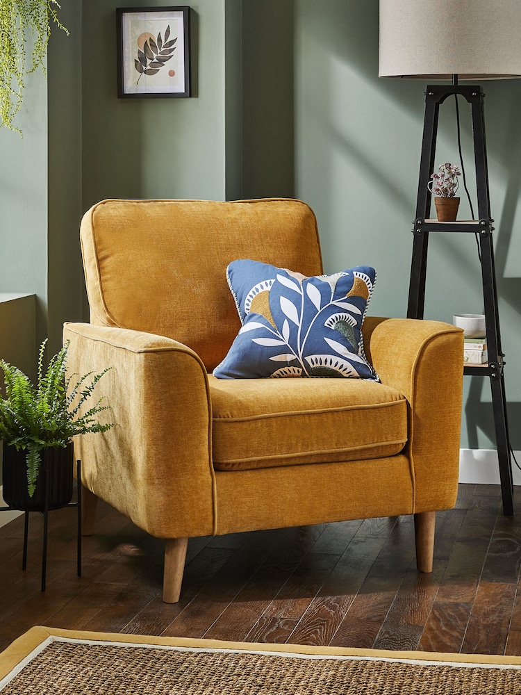 Fine Chenille Ochre Yellow Stamford Armchair - Image 1 of 9