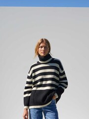 Just Female Black/White Stripe Knit Jumper - Image 1 of 4