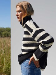 Just Female Black/White Stripe Knit Jumper - Image 2 of 4