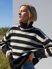 Just Female Black/White Stripe Knit Jumper - Image 3 of 4