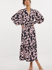 Joanna Hope Womens Pink Multi Print Button Front Midi Dress - Image 1 of 4