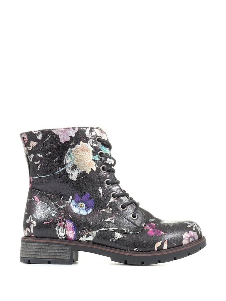 Pavers Black Multi Ladies Lace Up Ankle Boots - Image 1 of 5