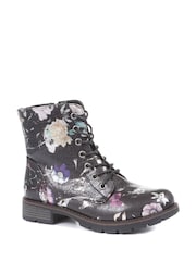 Pavers Black Multi Ladies Lace Up Ankle Boots - Image 2 of 5