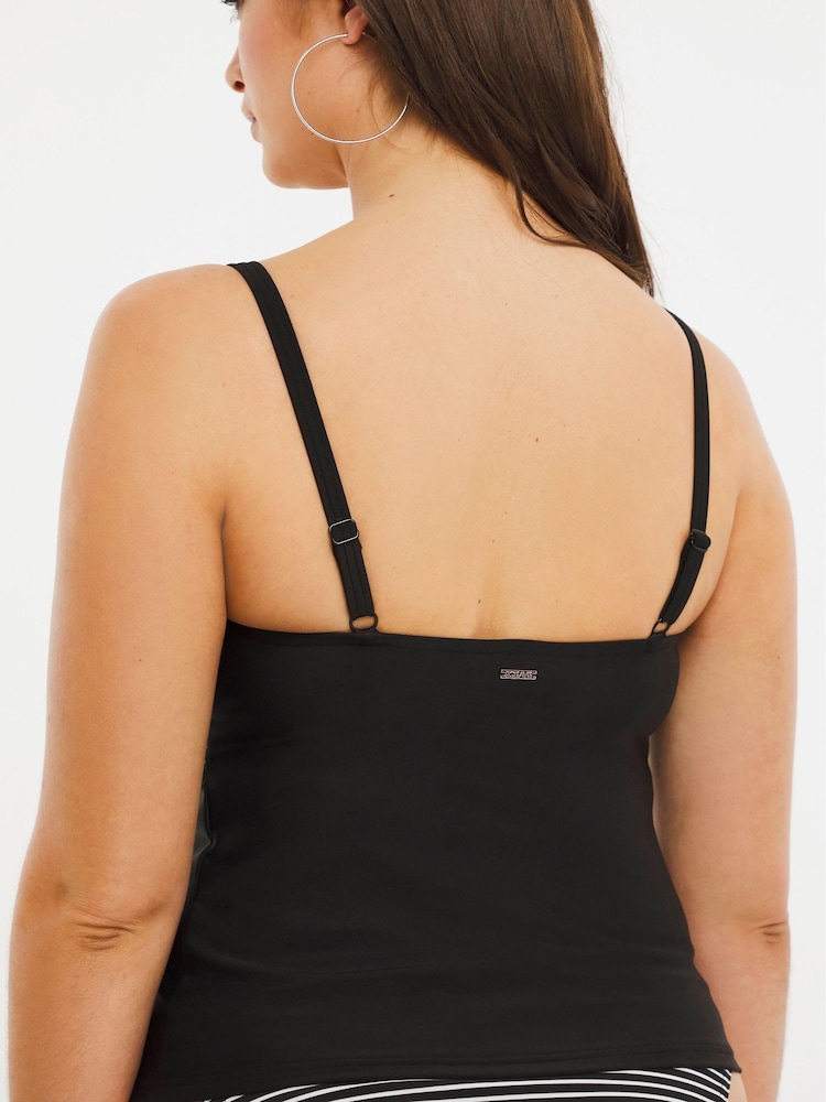 Figleaves Black Stripe Tailor Underwired Twist Front Tummy Control Tankini Top - Image 2 of 5 Figleaves Black Stripe Tailor Underwired Twist Front Tummy Control Tankini Top - Image 2 of 5