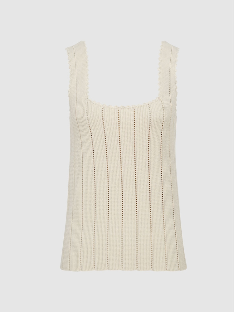 Reiss Neutral Dory Stitch Interest Square Neck Vest - Image 2 of 5