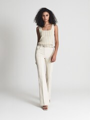 Reiss Neutral Dory Stitch Interest Square Neck Vest - Image 3 of 5