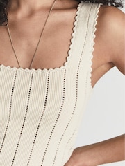 Reiss Neutral Dory Stitch Interest Square Neck Vest - Image 4 of 5