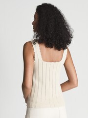 Reiss Neutral Dory Stitch Interest Square Neck Vest - Image 5 of 5