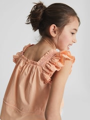 Reiss Orange Blake Junior Ruffle Shoulder Top - Image 1 of 7
