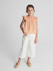 Reiss Orange Blake Junior Ruffle Shoulder Top - Image 3 of 7