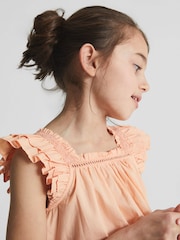 Reiss Orange Blake Junior Ruffle Shoulder Top - Image 4 of 7