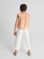Reiss Orange Blake Junior Ruffle Shoulder Top - Image 5 of 7