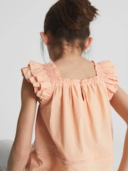 Reiss Orange Blake Junior Ruffle Shoulder Top - Image 6 of 7
