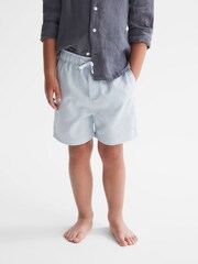 Reiss Sky Blue/White Ripple Seersucker Stripe Swim Shorts - Image 3 of 7