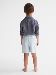 Reiss Sky Blue/White Ripple Seersucker Stripe Swim Shorts - Image 5 of 7