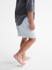 Reiss Sky Blue/White Ripple Seersucker Stripe Swim Shorts - Image 6 of 7