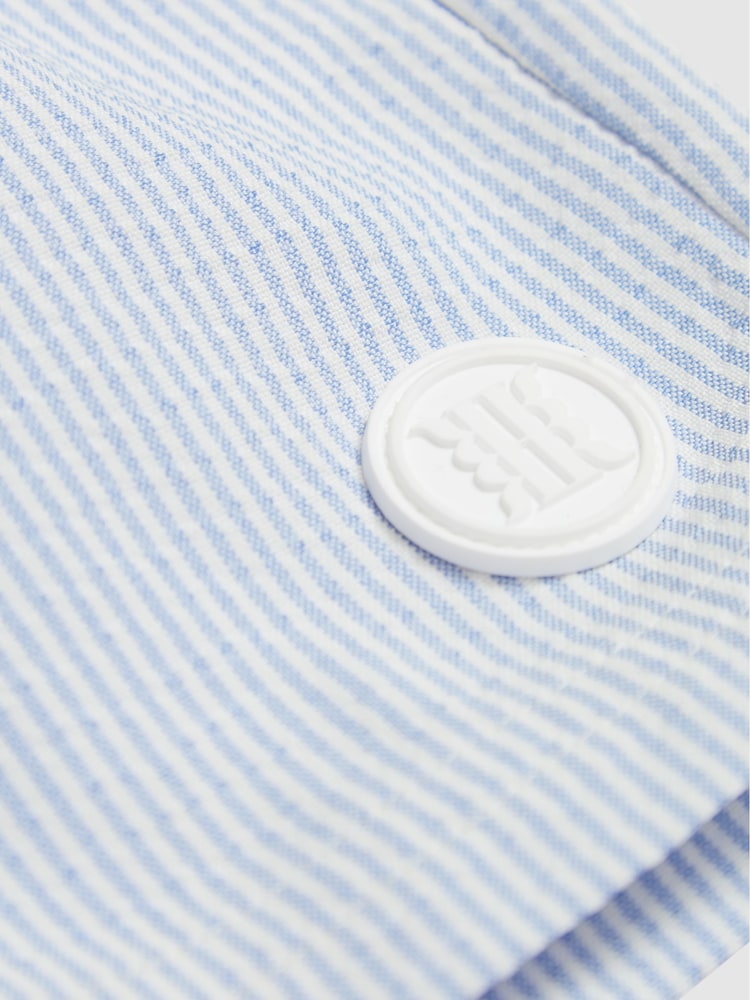 Reiss Sky Blue/White Ripple Seersucker Stripe Swim Shorts - Image 7 of 7