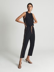 Reiss Navy/Camel Tayla Side Stripe Jumpsuit - Image 1 of 7
