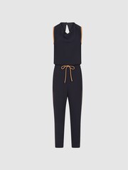 Reiss Navy/Camel Tayla Side Stripe Jumpsuit - Image 2 of 7