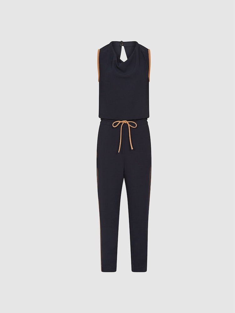 Reiss Navy/Camel Tayla Side Stripe Jumpsuit - Image 2 of 7