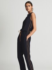 Reiss Navy/Camel Tayla Side Stripe Jumpsuit - Image 3 of 7